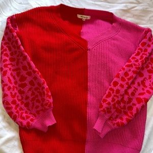 Miracle color block cheetah sweater